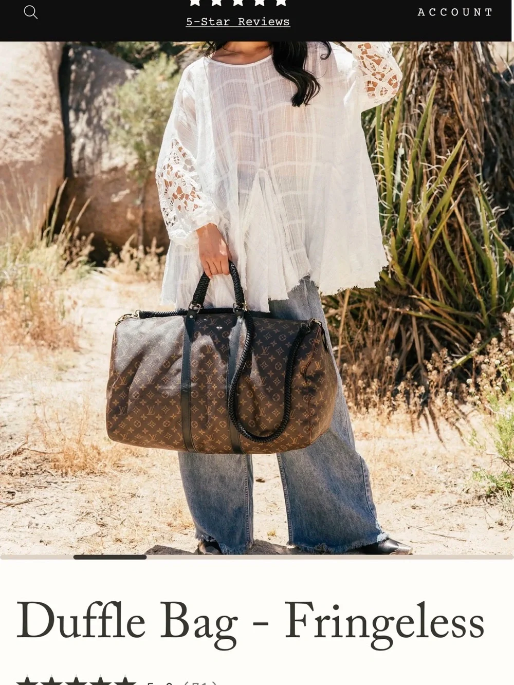 Louis Vuitton Brown Monogram Duffel Bag with Black Braided Handles